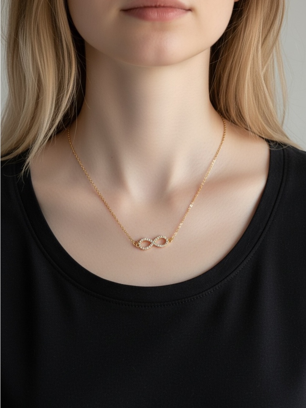 10/15 Gold Infinity Pendant Necklace - Elegant Women's Jewelry